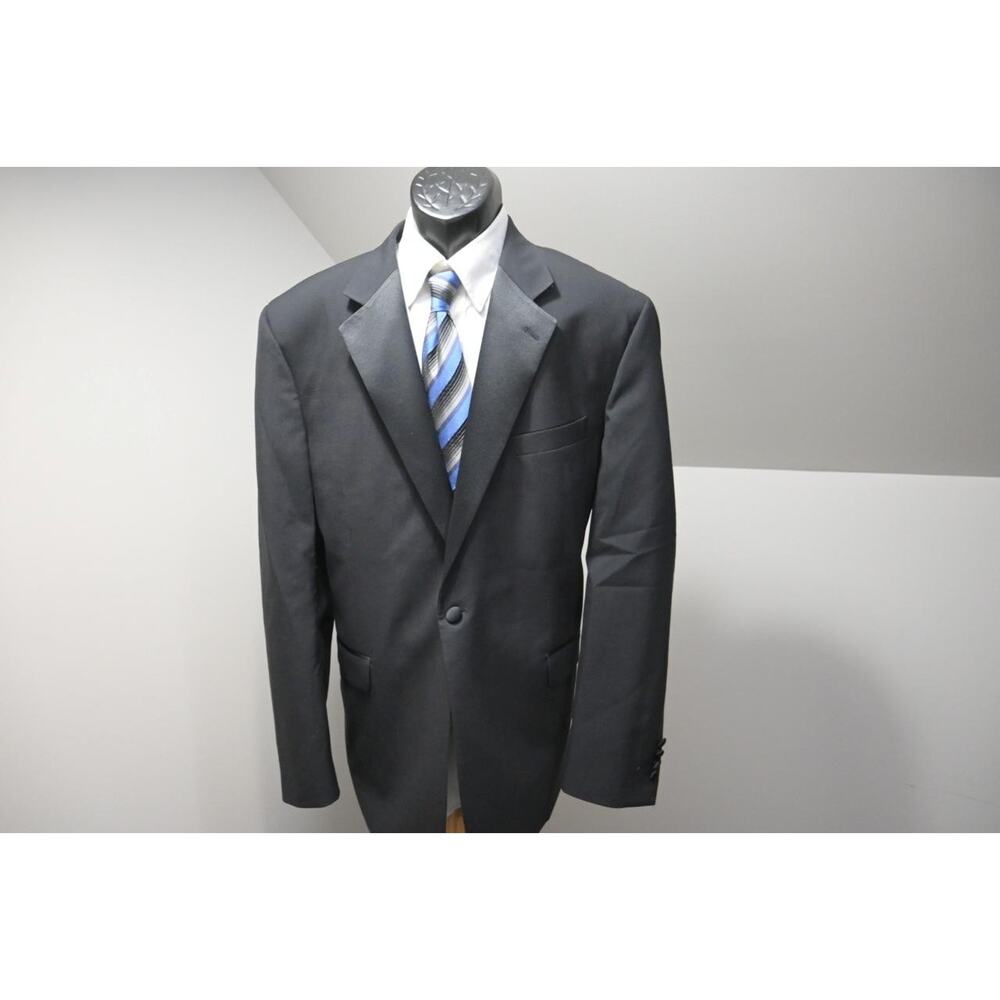 Stafford Black Tuxedo 2‎ Piece Suit Pants Jacket Mens Sz 40 x 33 46 L